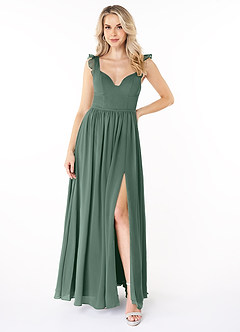 Azazie Stassie Bridesmaid Dresses Sea Moss A-Line Sweetheart Ruched Chiffon Dress image1