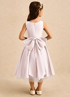 Azazie Josie Flower Girl Dresses Blushing Pink A-Line Pleated Matte Satin Dress image2