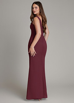 Azazie Hadley Bridesmaid Dresses Cabernet Mermaid Pleated Chiffon Dress image5