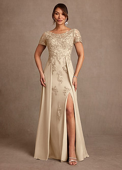 Azazie Alva Mother of the Bride Dresses Champagne A-Line Lace Dress image1