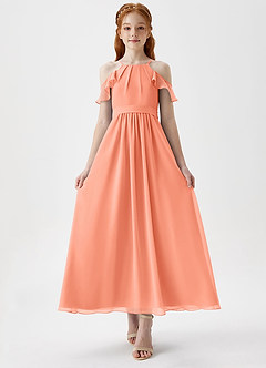 Azazie Chaya Junior Sunset A-Line Off the Shoulder Chiffon Dress image4