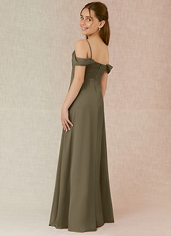 Azazie Kaitlynn Junior Willow Green A-Line Off the Shoulder Chiffon Dress image5
