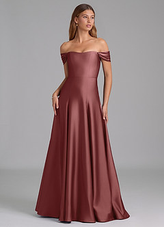 Azazie Seriana Bridesmaid Dresses Amethyst A-Line Off the Shoulder Stretch Satin Convertible Dress image1