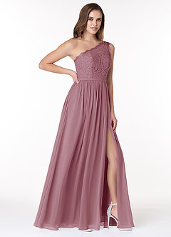 Azazie Demi Bridesmaid Dresses Vintage Mauve A-Line One Shoulder Chiffon Dress image4