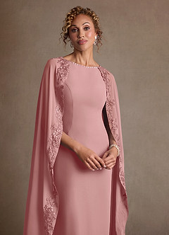 Azazie Artemisia Mother of the Bride Dresses Dusty Rose Sheath Lace Chiffon Dress image6