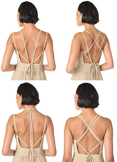 Azazie Farren Bridesmaid Dresses Champagne A-Line Pleated Chiffon Convertible Dress image9