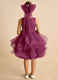 Azazie Tinie Flower Girl Dresses Mulberry Ball-Gown Bow Tulle Dress image6