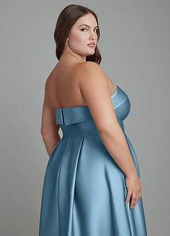 Azazie Lucienne Bridesmaid Dresses Steel Blue A-Line Strapless Stretch Satin Convertible Dress image10
