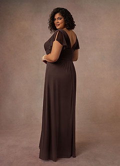 Azazie Reneya Final Sale Mulberry A-Line Pleated Mesh Dress image9