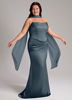 Azazie Sorrel Bridesmaid Dresses Twilight Mermaid Strapless Stretch Satin Convertible Dress image9