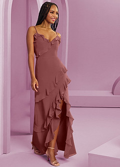 Barbie ♥ Azazie Vestidos de damas de honor Vestido de Amatista de Gasa de Corte Recto image4