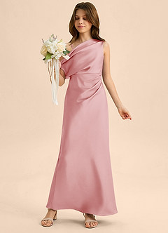 Azazie Emerson Junior Etui Schulterfrei Stretch-Satin Kleid Puderrosa image1