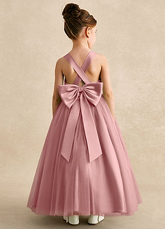 Azazie Peanut Flower Girl Dresses Dusty Rose A-Line Strap Tulle Dress image1