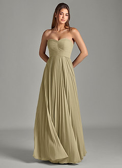 Azazie Chiana Final Sale Dusty Blue A-Line Strapless Chiffon Dress image3