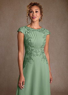 Azazie Christi vestidos de madre de la novia Vestido de Matcha de Gasa de Corte en A con Encaje image5