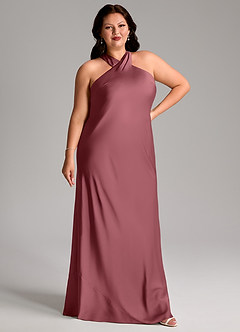 Azazie Doretta Bridesmaid Dresses Desert Rose Mermaid Pleated Stretch Satin Dress image9