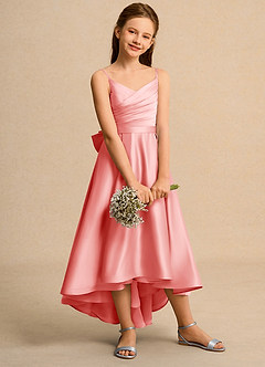 Azazie Sweets Junior Formal Flower Girl Klänningar Klä A-Line i Matt satäng Plisserad image5