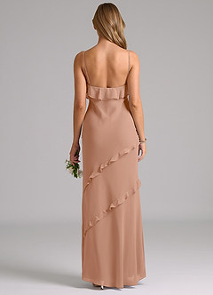 Azazie Nancie Jurken voor bruidsmeisjes Jurk van Chiffon met Zeemeermin Ruches Champagne Roos image2