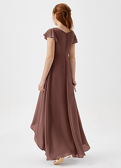 Azazie Breanne Junior Espresso A-Line Chiffon Dress image2