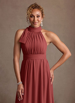Azazie Antoinette Abiti per la Madre della Sposa Abito A-Line in Chiffon Plissettato Terracotta image5