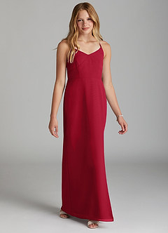 Azazie Becca Junior Burgundy Mermaid Chiffon Dress image5