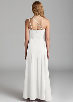 Azazie Maron Junior Linia A Pofałdowany Satyna elastyczna Długość podłogi Młodsza druhna Sukienka image4