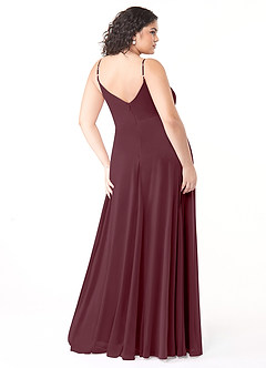 Azazie Evalin Abiti da Damigella Abito A-Line in Maglia con Scollo a V a Pieghe Cabernet image8