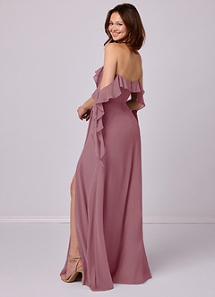 Barbie ♥ Azazie Bridesmaid Dresses Vintage Mauve A-Line Off the Shoulder Chiffon Convertible Dress image3