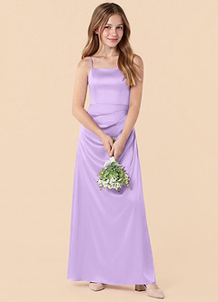 Azazie Renna Junior Meerjungfrau-Linie Plissee Stretch-Satin Kleid Flieder image4