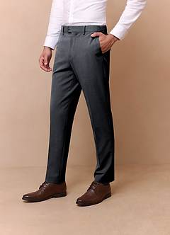 front Savile Charcoal Wool Blend Dress Pants