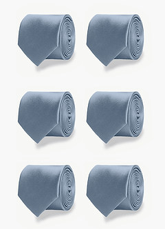 front Matte Satin Matching Groomsmen Tie Set – 6 Pieces