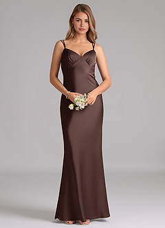 Azazie Suttona Brudtärnklänningar Klä av A-Linje i Stretch Satin Plisserad Ganache image6