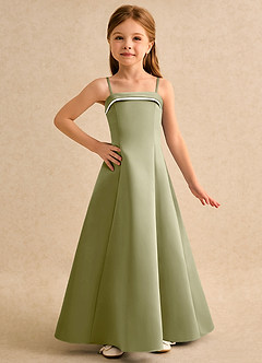 Azazie Izel Girls Formal Flower Girl Klänningar Klä A-Line i Matt satäng Plisserad image5