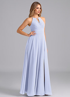 Azazie Denver Bridesmaid Dresses Lavender A-Line Pleated Chiffon Dress image4