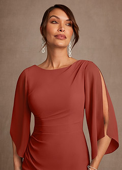 Azazie Anaheim Mother of the Bride Dresses Terracotta A-Line Pleated Chiffon Dress image4