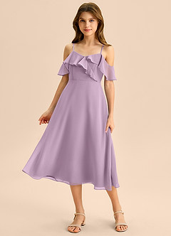 Azazie Kamilla Junior Klä av A-Line i Chiffong Av axeln image5