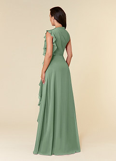 Azazie Narine Mother of the Bride Dresses Matcha A-Line High Neckline Pleated Chiffon Dress image5