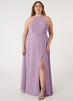 Azazie Clarice Bridesmaid Dresses A-Line Halter Chiffon Floor-Length Dress image10