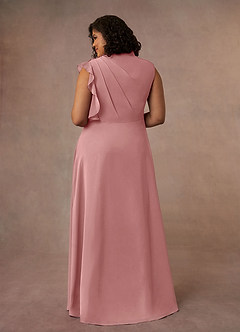 Azazie Narine Mother of the Bride Dresses Dusty Rose A-Line High Neckline Pleated Chiffon Dress image8