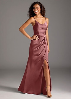 Azazie Deandra Brautjungfernkleider Meerjungfrau-Linie Plissee Stretch-Satin Kleid Amethyst image5