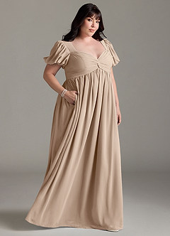 Azazie Madisynn Maternity Bridesmaid Dresses Bow Chiffon Floor-Length Dress image7
