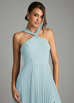 Azazie Afra Abiti da Damigella Abito A-Line in Chiffon Plissettato Sea Glass image5