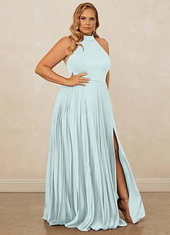 Christian Siriano Bridal for Azazie 1007 Bridesmaid Dresses Sea Glass A-Line Pleated Stretch Satin Dress image10