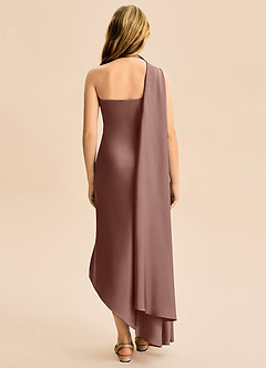 Azazie Briony Junior Etui Plissee Stretch-Satin Kleid Espresso image2