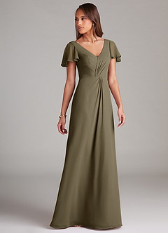 Azazie Soren Bridesmaid Dresses Willow Green A-Line Ruched Chiffon Dress image4