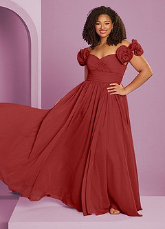 Barbie ♥ Azazie Bridesmaid Dresses Rust A-Line Off the Shoulder Chiffon Convertible Dress image16