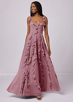 Barbie ♥ Azazie Bridesmaid Dresses Vintage Mauve A-Line with Pockets Chiffon Dress image1