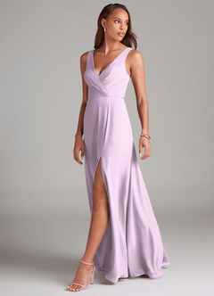 Azazie Nelly At-home Try On Dresses Agave A-Line Pleated Chiffon Dress image4