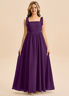 Azazie Delia Junior Abito A-Line in Chiffon Fiocco Uva image5