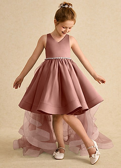 Azazie Julietta Robe Demoiselle D'honneur Fillette Robe Princesse en Tulle Convertible Rose De Cèdre image5